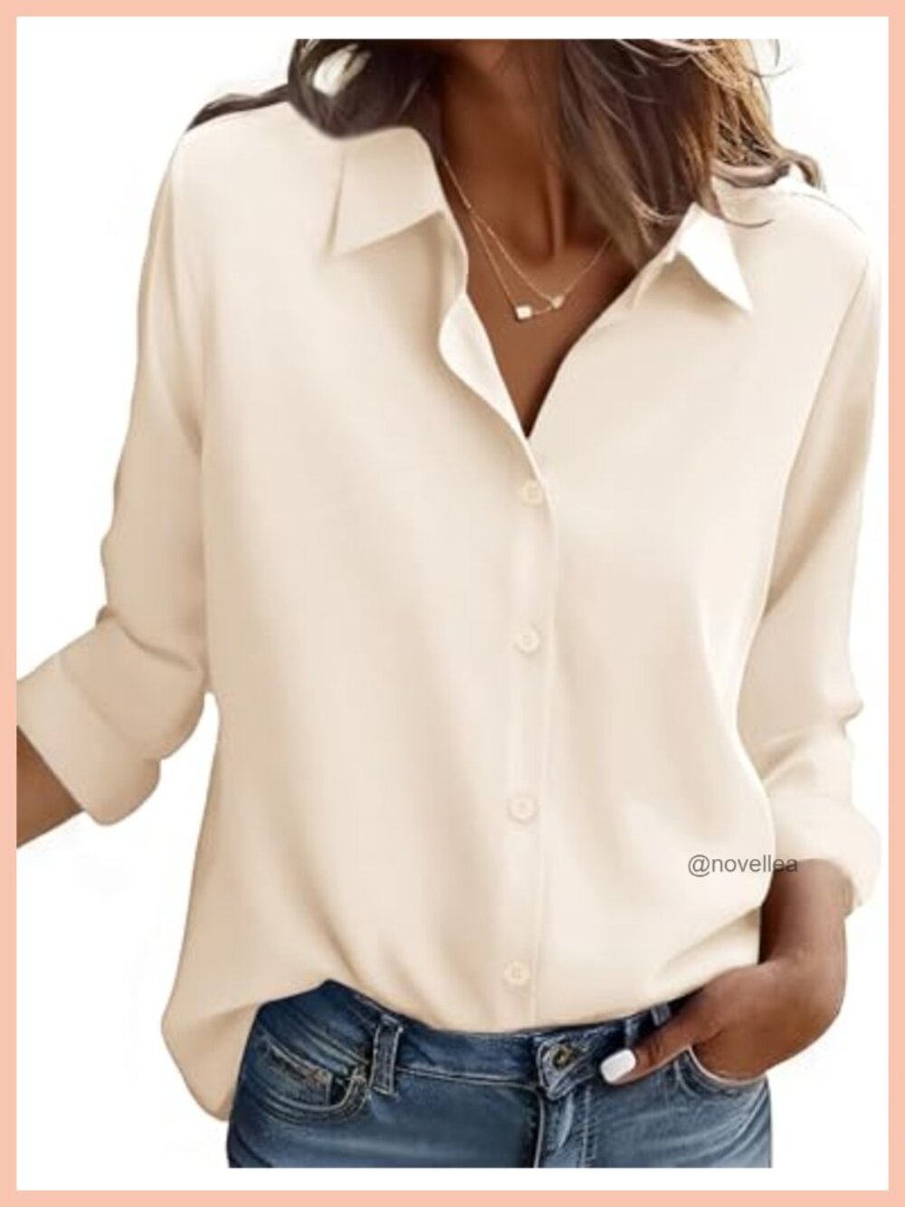 Zeagoo Long Sleeve Button Down Shirt Women Classic V-Neck Blouse
